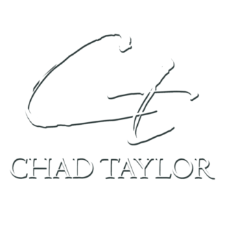 A black and white logo of chad taylor